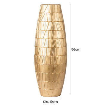 56cm Gold Polyresin Etched Line Art Vase