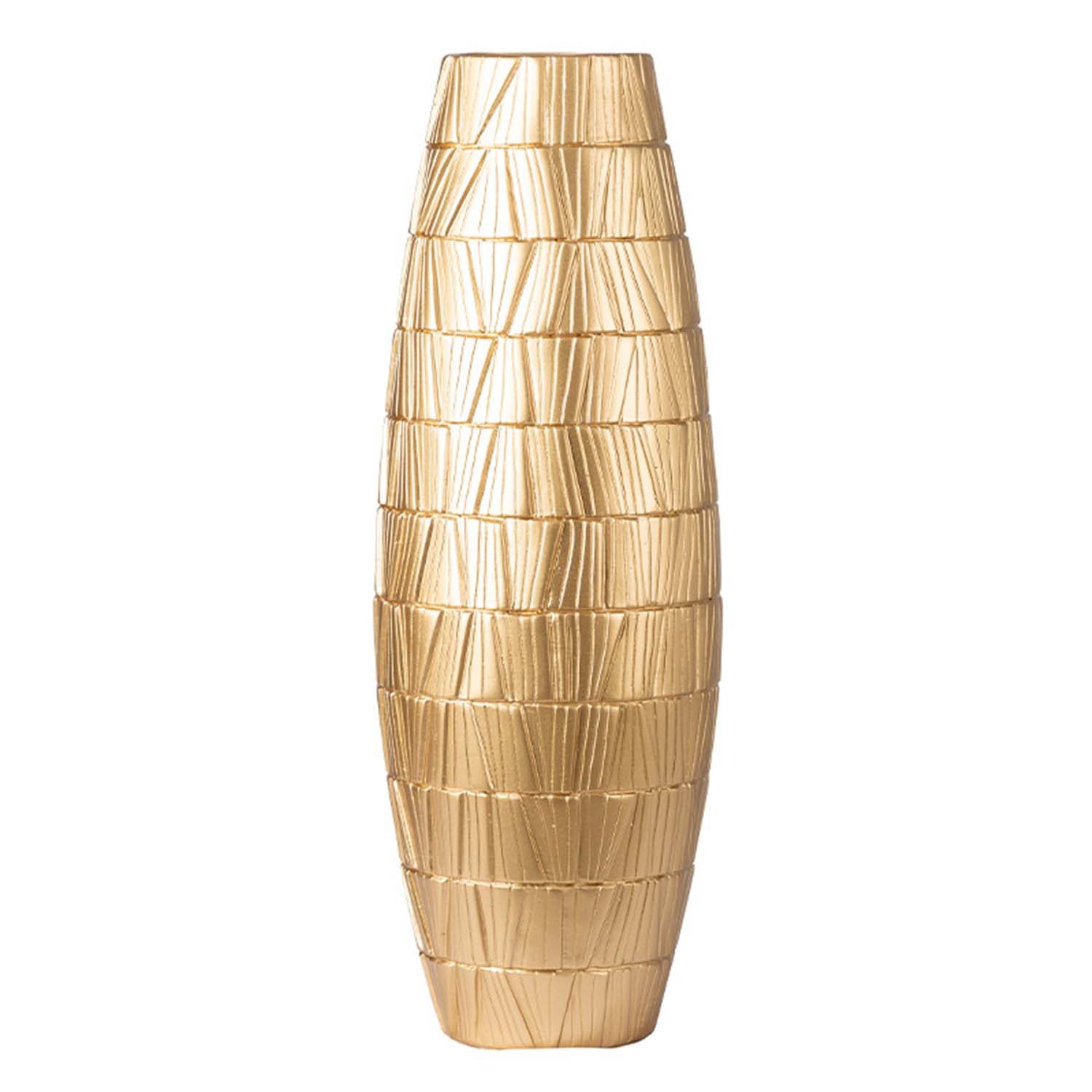 56cm Gold Polyresin Etched Line Art Vase