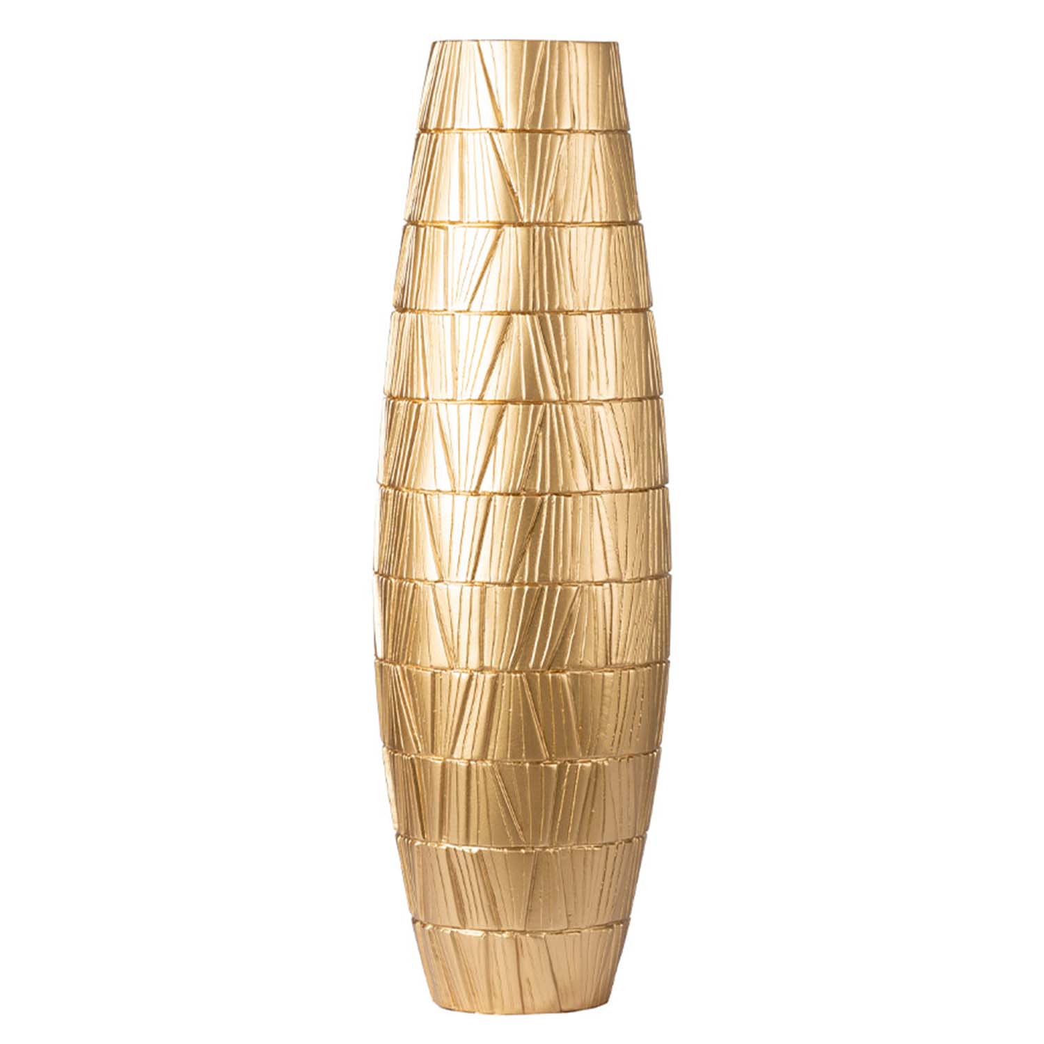 67.5cm Gold Polyresin Etched Line Vase