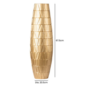 67.5cm Gold Polyresin Etched Line Vase