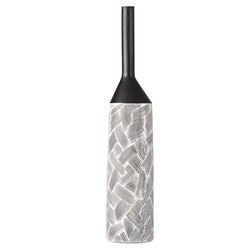 75cm Pearl White & Black Polyresin Art Vase