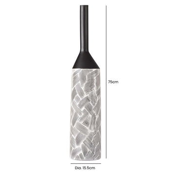 75cm Pearl White & Black Polyresin Art Vase