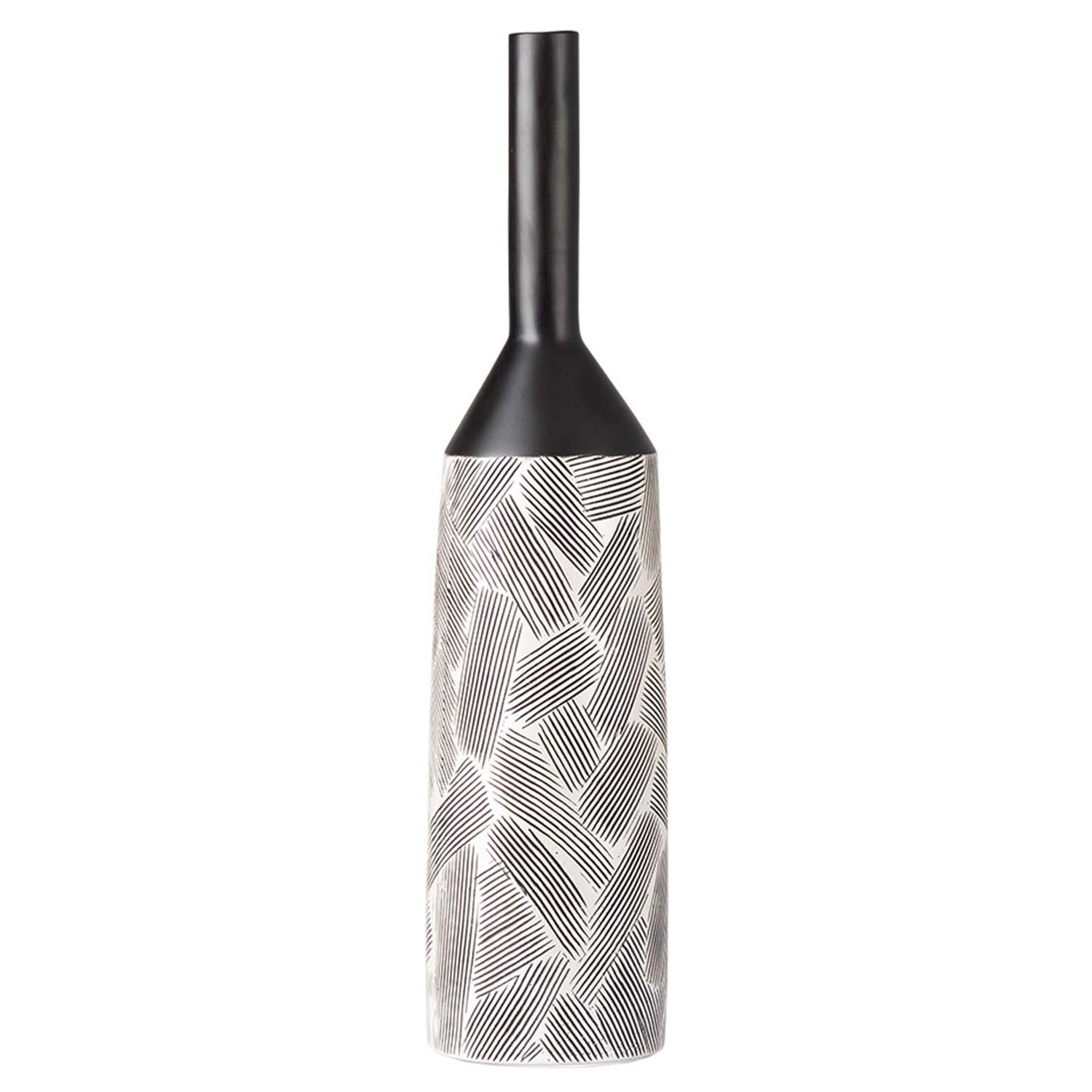 60cm Pearl White & Black Polyresin Art Vase