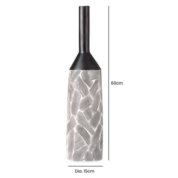 60cm Pearl White & Black Polyresin Art Vase