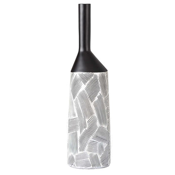 50cm Pearl White & Black Polyresin Art Vase