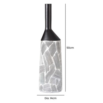 50cm Pearl White & Black Polyresin Art Vase