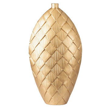 51cm Gold Polyresin Pinecone Art Vase