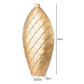 51cm Gold Polyresin Pinecone Art Vase