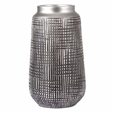 31cm Black & Silver Polyresin Textured Art Vase