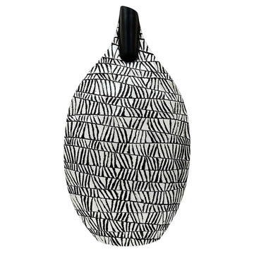 57cm Black & White Patterned Polyresin Art Vase