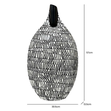 57cm Black & White Patterned Polyresin Art Vase