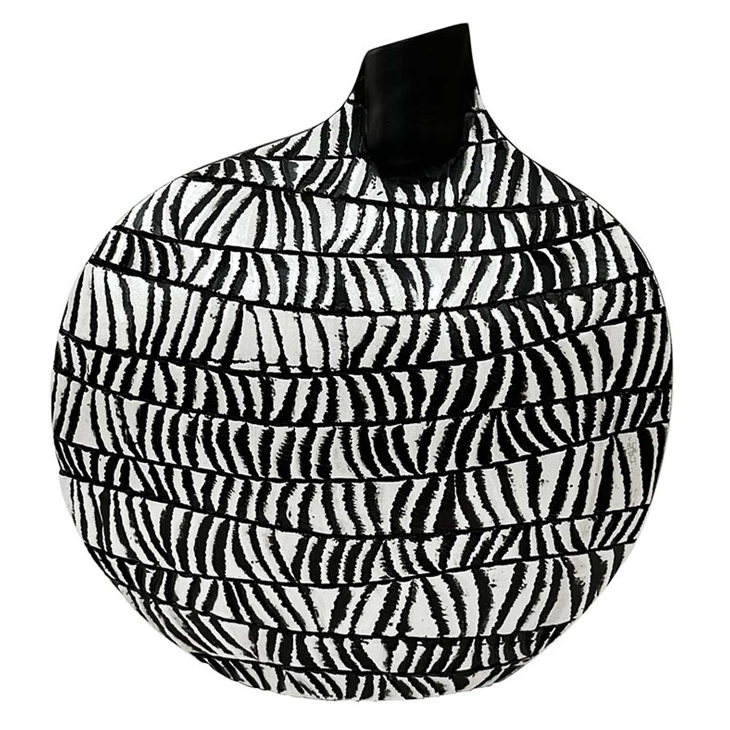 31cm Black & White Patterned Polyresin Art Vase