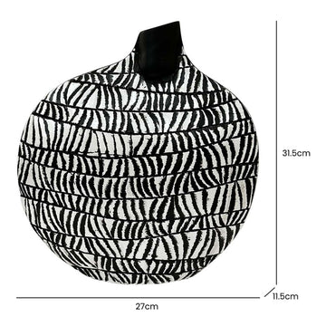 31cm Black & White Patterned Polyresin Art Vase