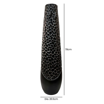 78cm Matte Black Polyresin White Lining Vase