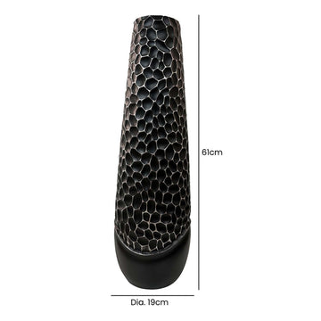 61cm Matte Black Polyresin White Lining Vase