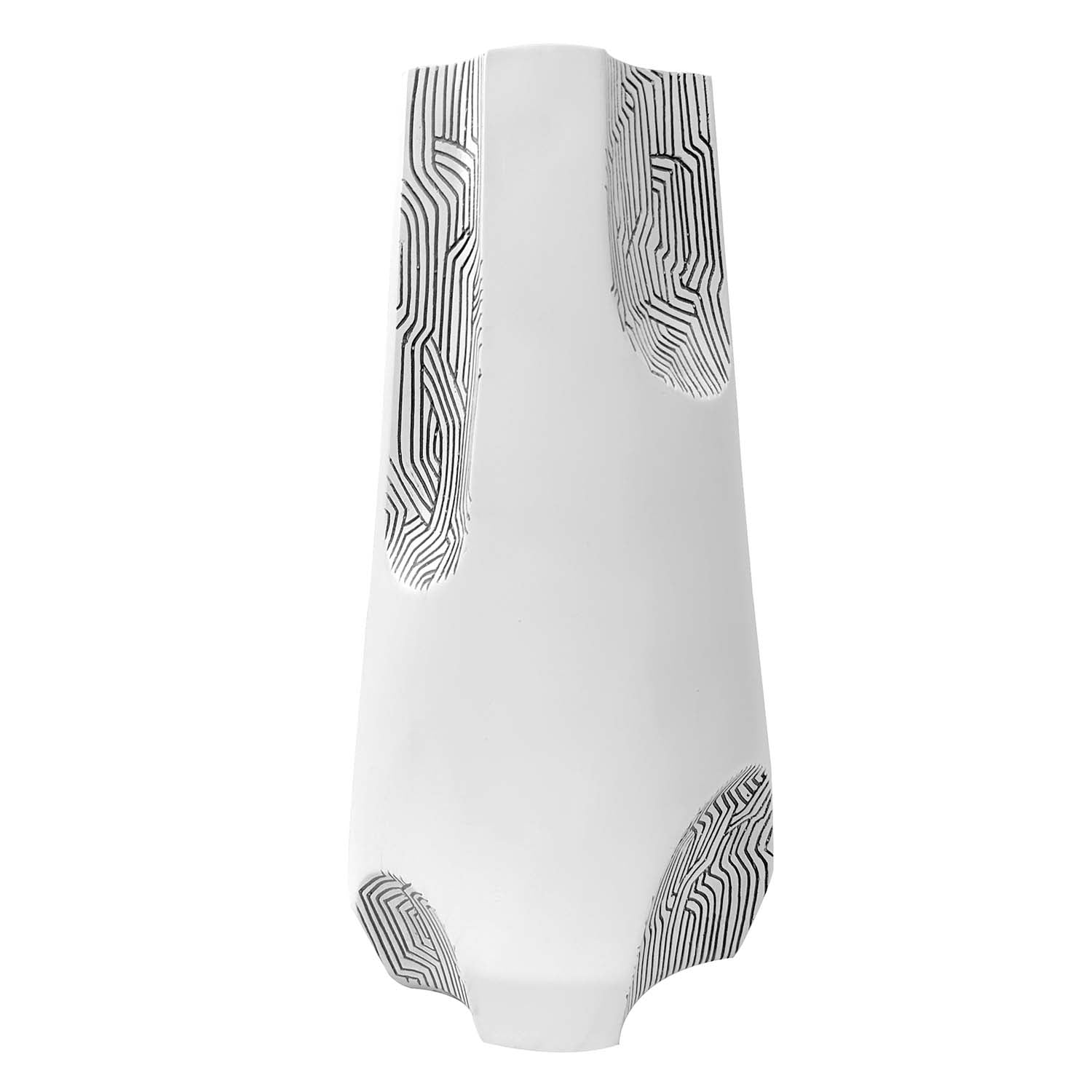 35cm White & Grey Polyresin Art Vase