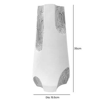 35cm White & Grey Polyresin Art Vase