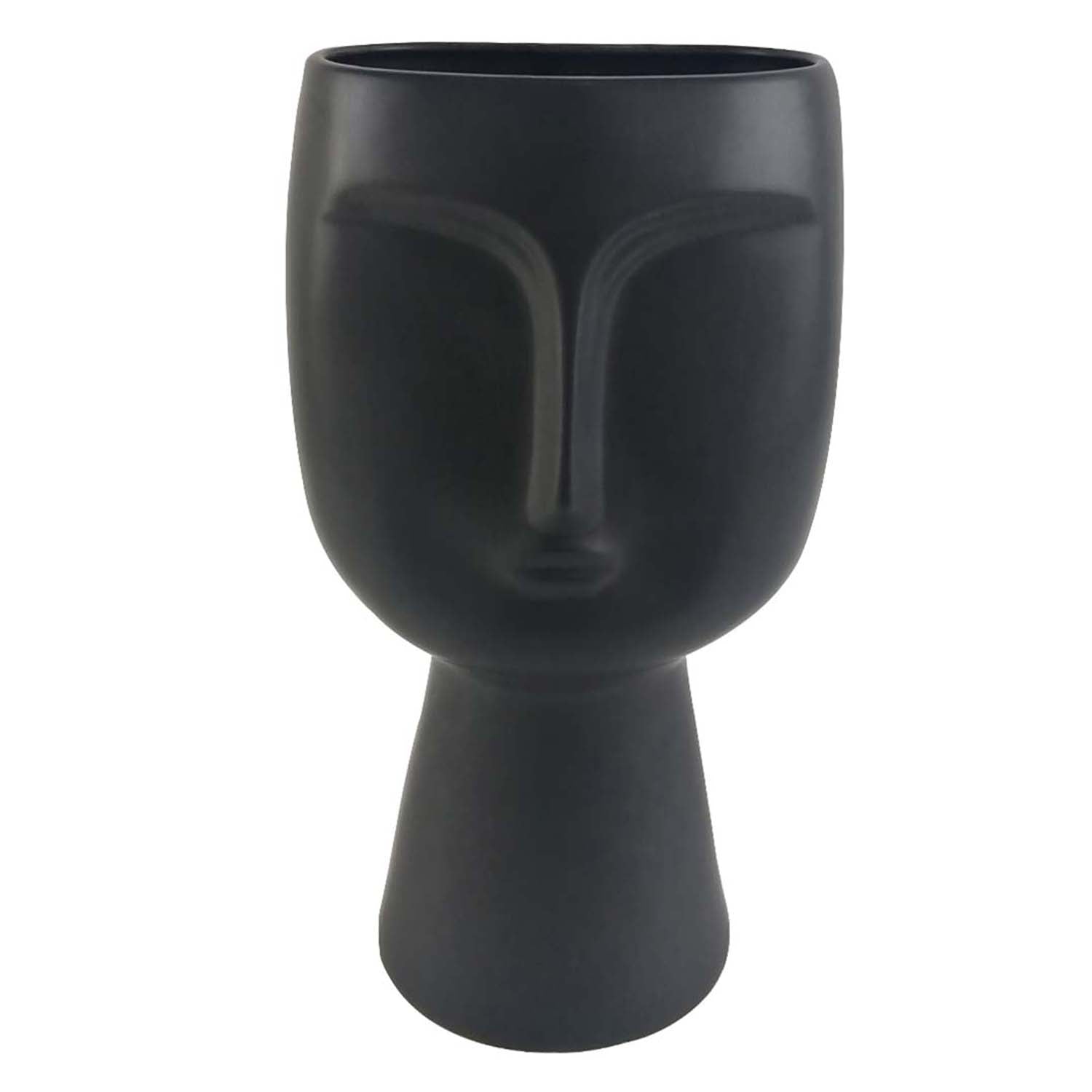 40.5cm Matte Black Face Design Ceramic Art Vase