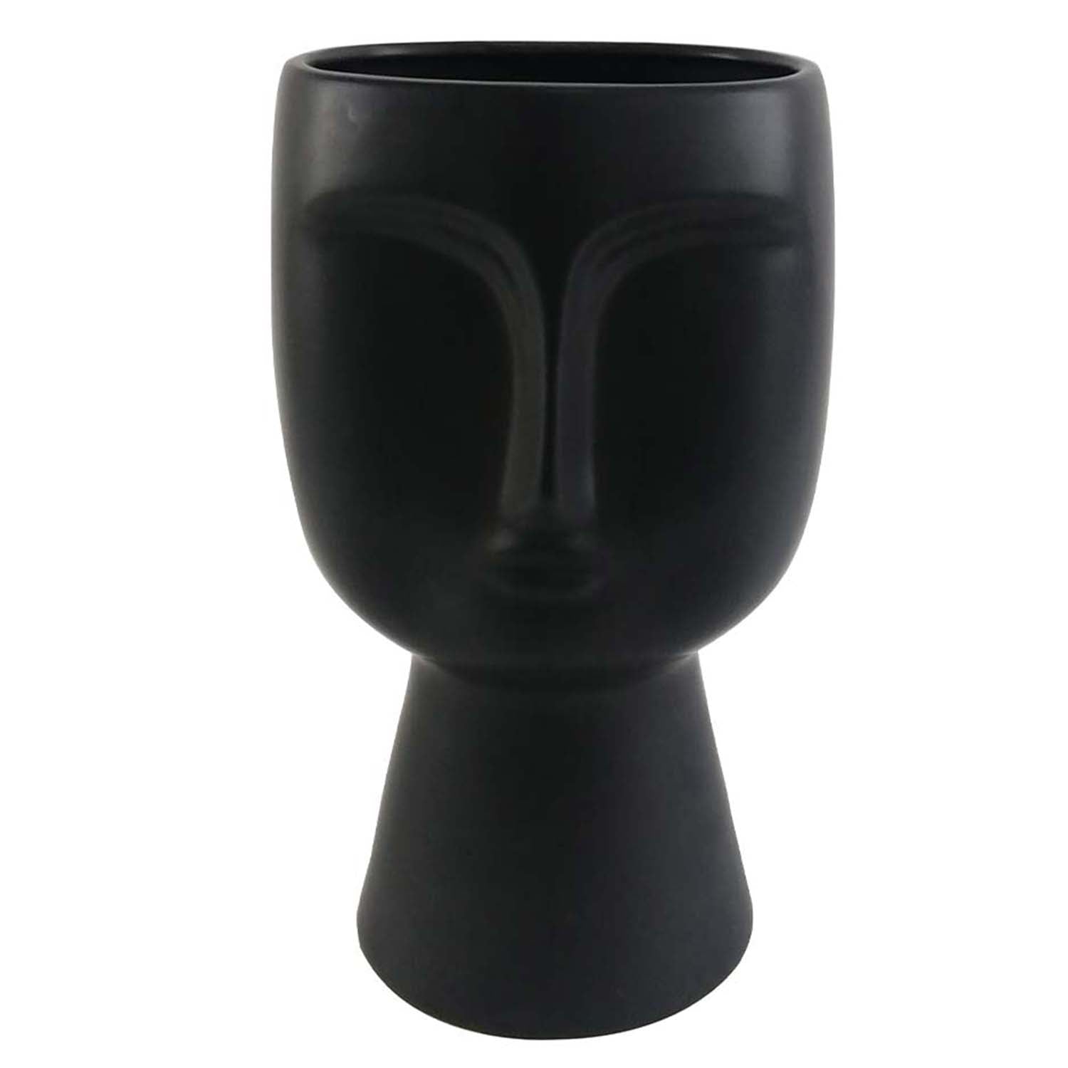 32.8cm Matte Black Face Design Ceramic Art Vase