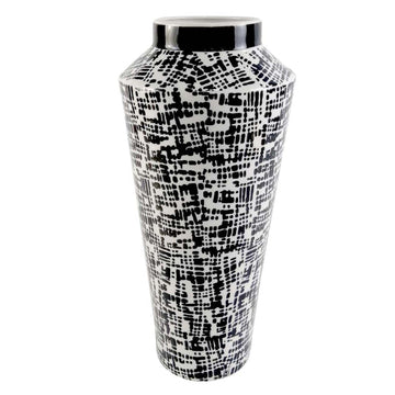 40.5cm Black & White Abstract Design Ceramic Art Vase