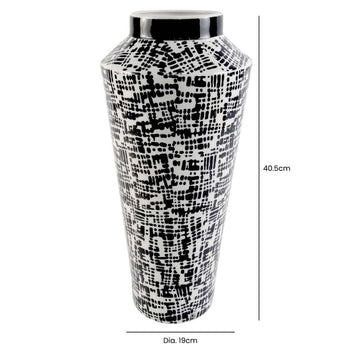 40.5cm Black & White Abstract Design Ceramic Art Vase