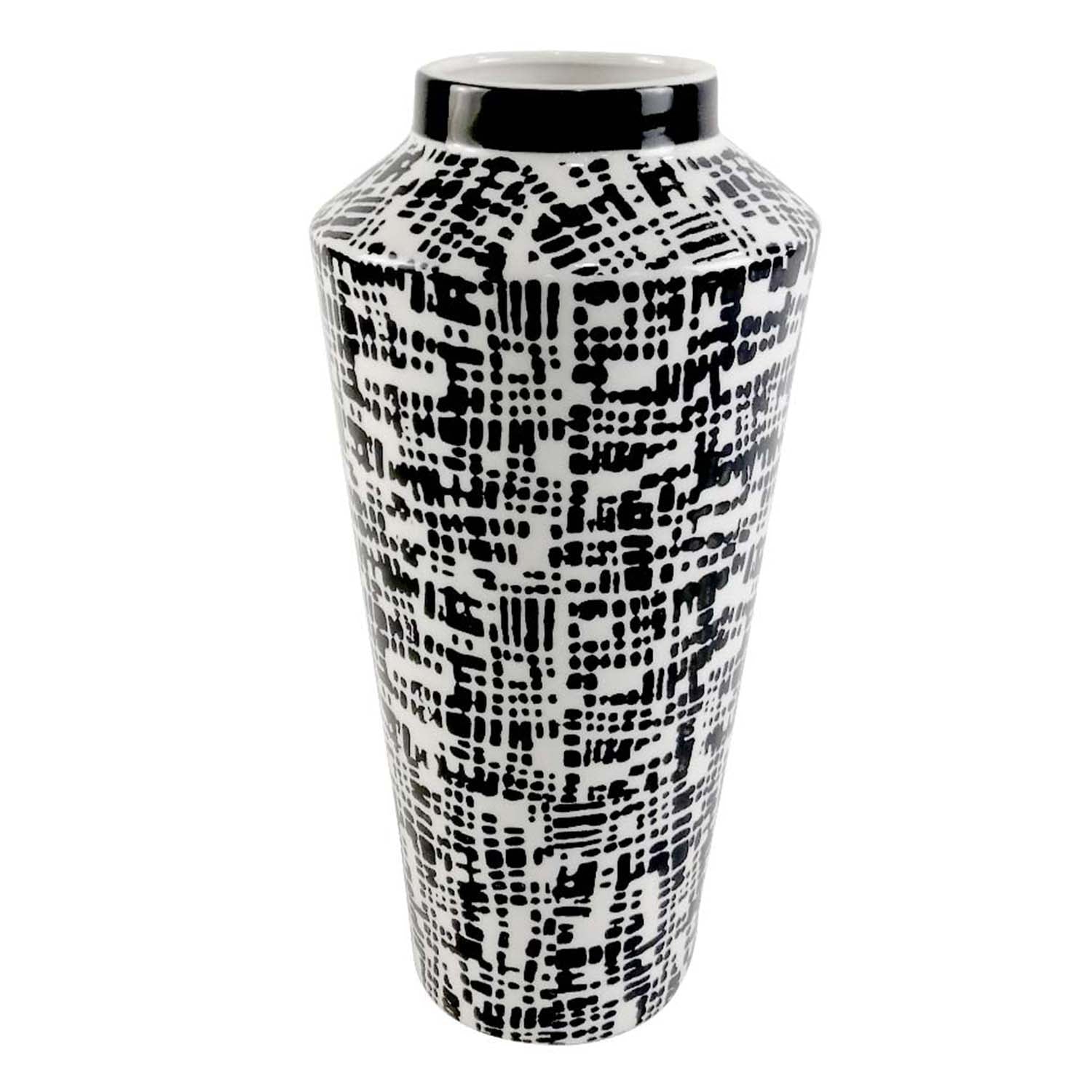 33cm Black & White Abstract Design Ceramic Art Vase