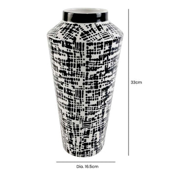 33cm Black & White Abstract Design Ceramic Art Vase