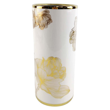 30.5cm White & Gold Flower Ceramic Art Vase