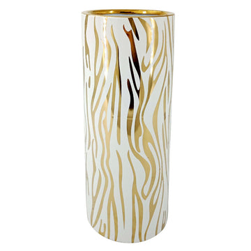 33cm White & Gold Ceramic Art Vase