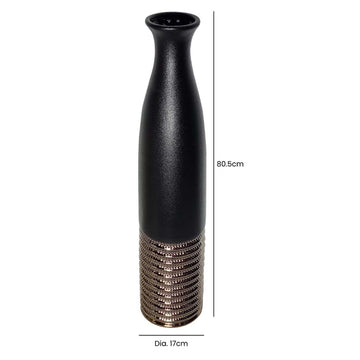 80cm Black Textured Bronze Ceramic Art Vase