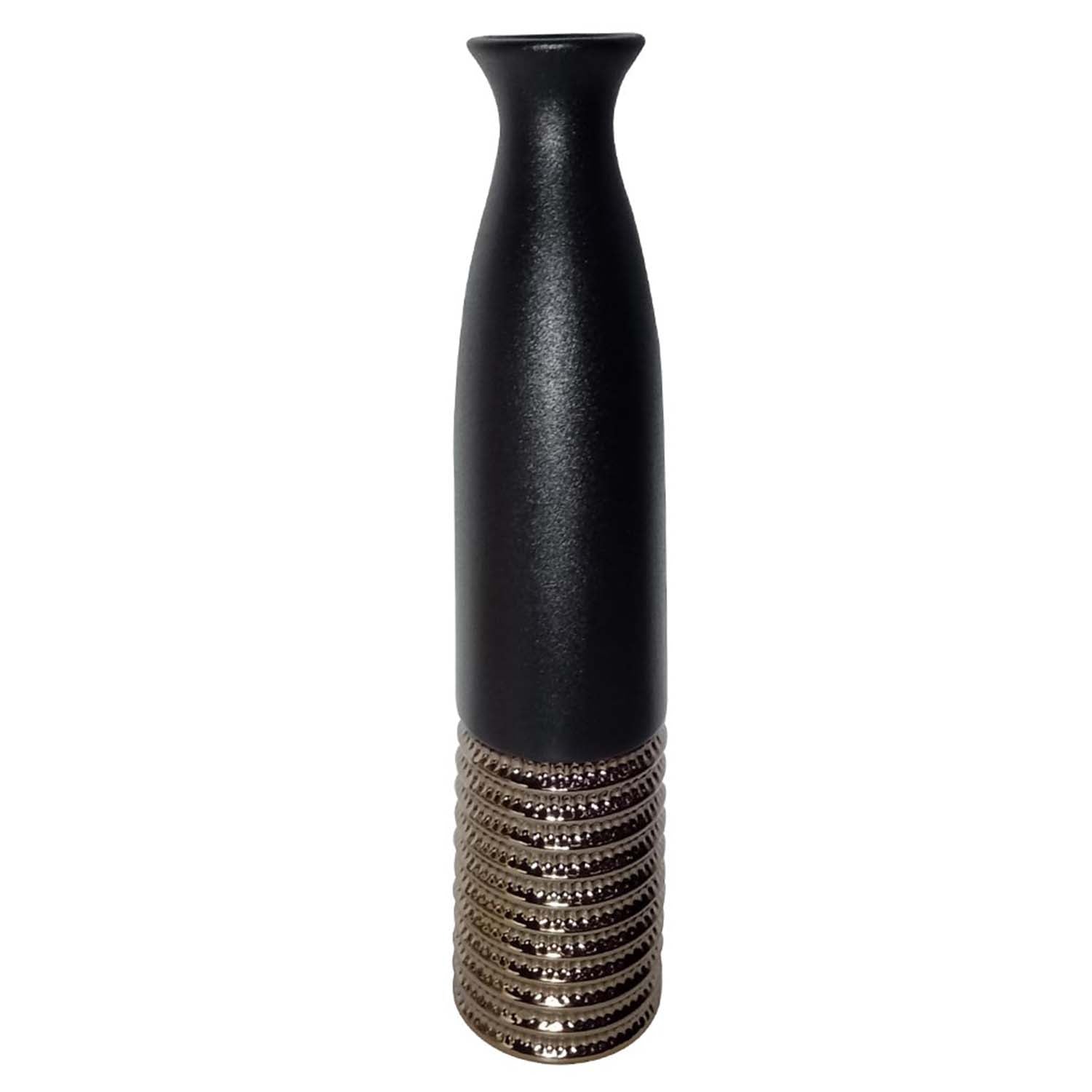 60cm Black Textured Bronze Ceramic Art Vase