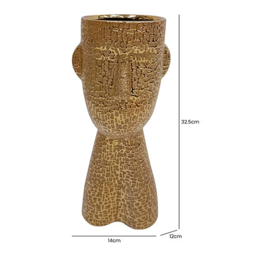 32.5 Gold Textured Ceramic Art Vase