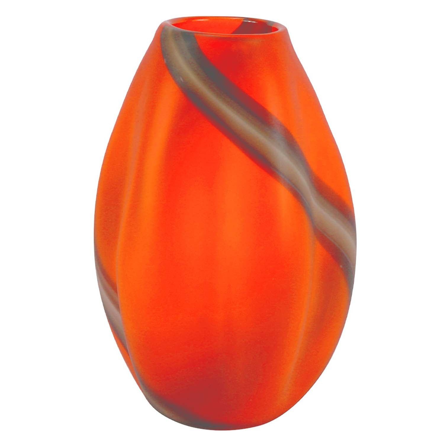 32.5cm Orange Brown Glass Handmade Vase