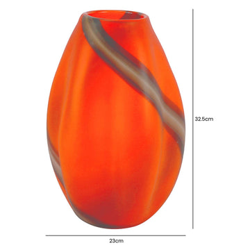 32.5cm Orange Brown Glass Handmade Vase