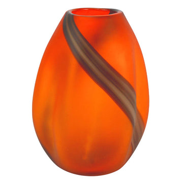 26.5cm Orange Brown Glass Handmade Vase