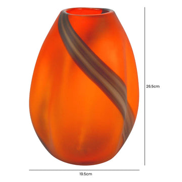 26.5cm Orange Brown Glass Handmade Vase