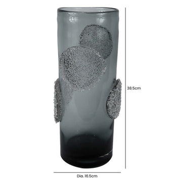 38.5cm Smoke Grey Glass Forest Art Handmade Vase