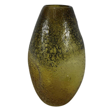 32.5cm Amber Yellow Glass Art Handmade Vase