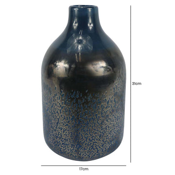 31cm Dark Blue Glass Art Handmade Vase