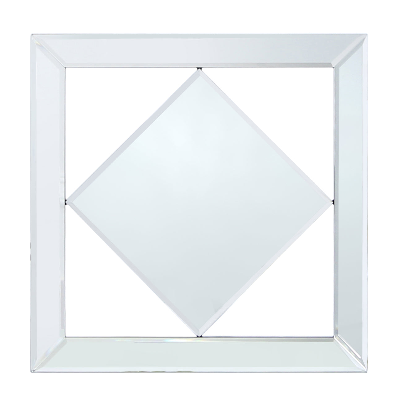 Bevelled Frame Diamond Centre Wall Mounted Mirror Art