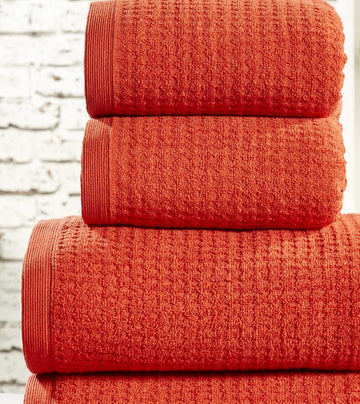 8pcs Honeycomb Waffle Towel Set Chilli Orange