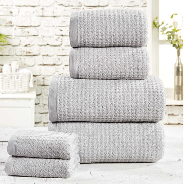 Honeycomb Waffle Bath Towel - Silver Grey