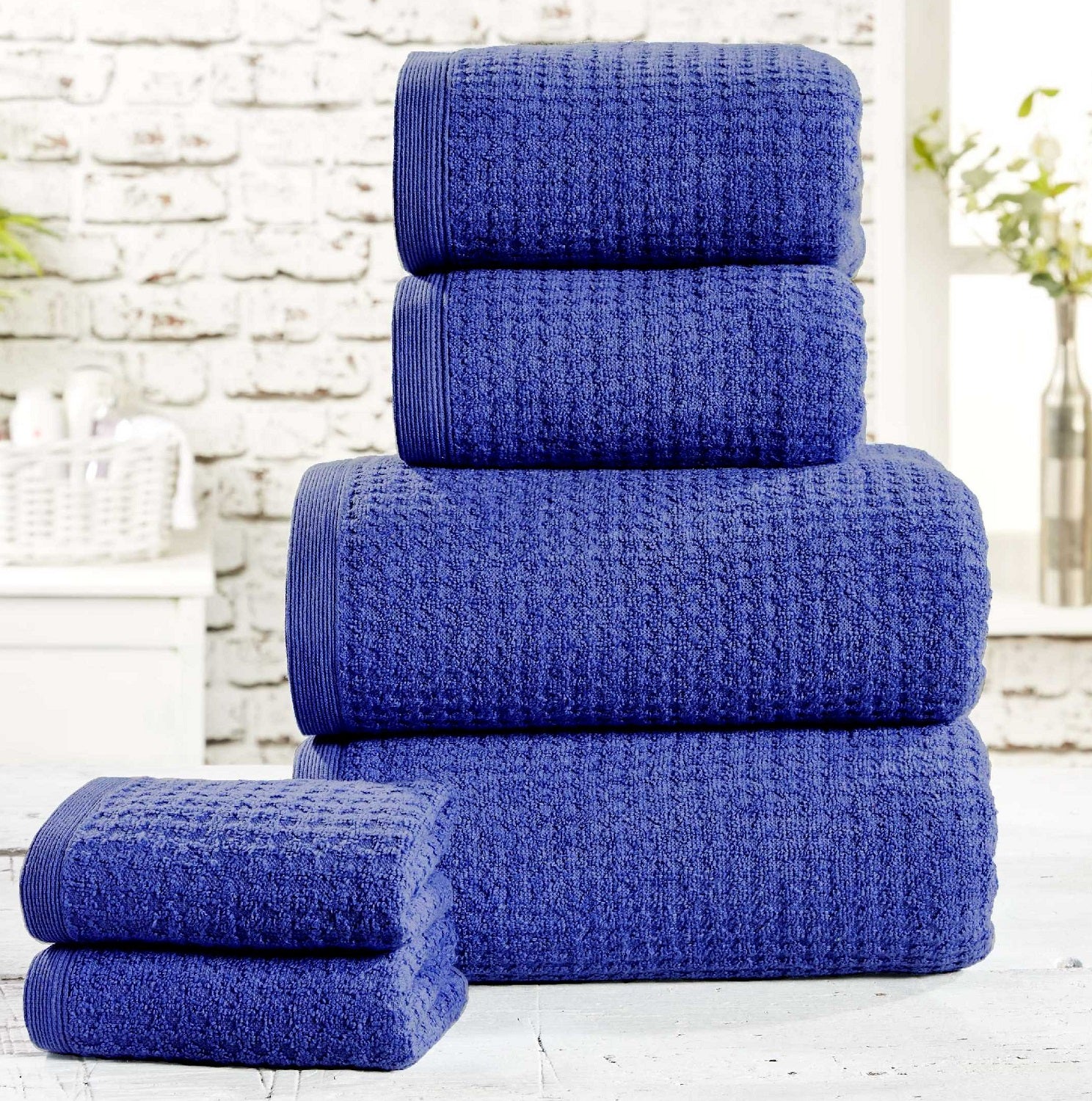 Navy patterned hand towels hot sale