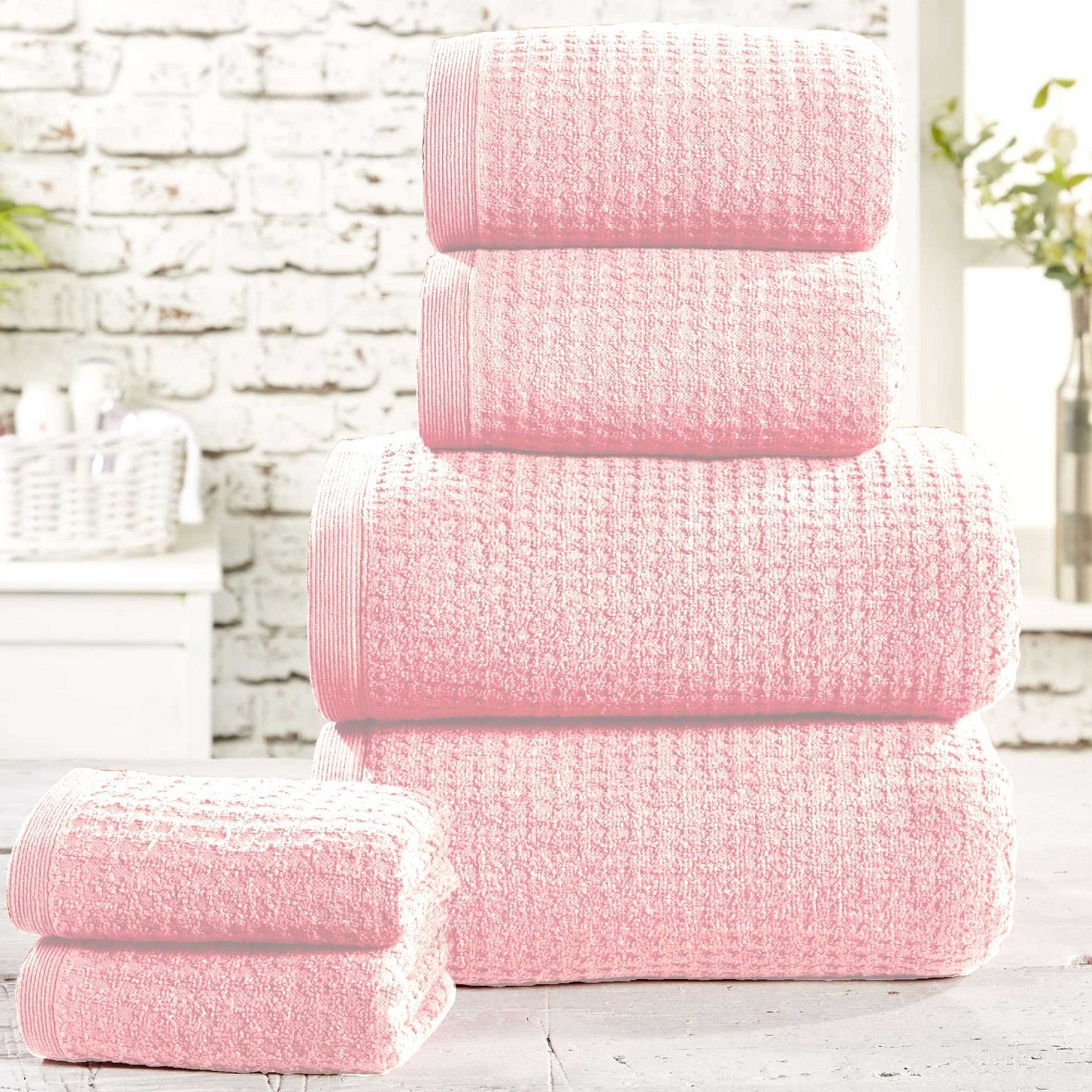 Honeycomb Waffle Bath Towel - Dusky Pink