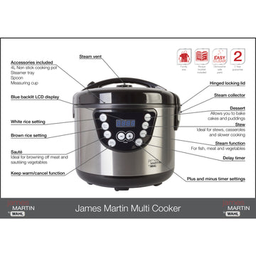 James Martin 4L Stainless Steel Family Size Multi Cooker