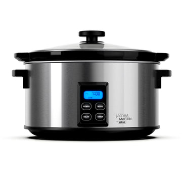 James Martin 4.7L Brushed Stainless Steel Digital Slow Cooker