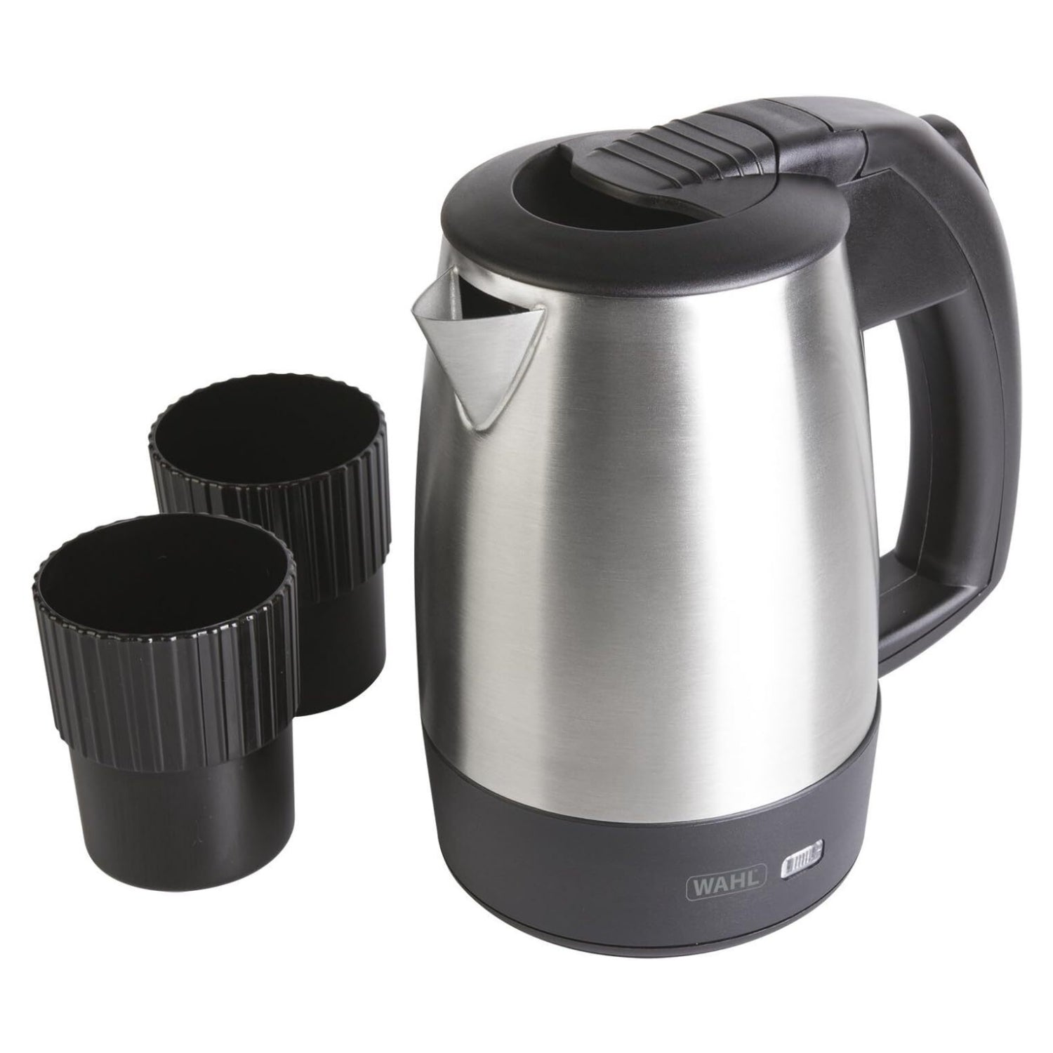 WAHL 1000W Black Stainless Steel Travel Water Kettle With 2 Cups