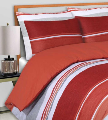 Watford Striped Duvet Cover Set, Double, Terracotta & Orange