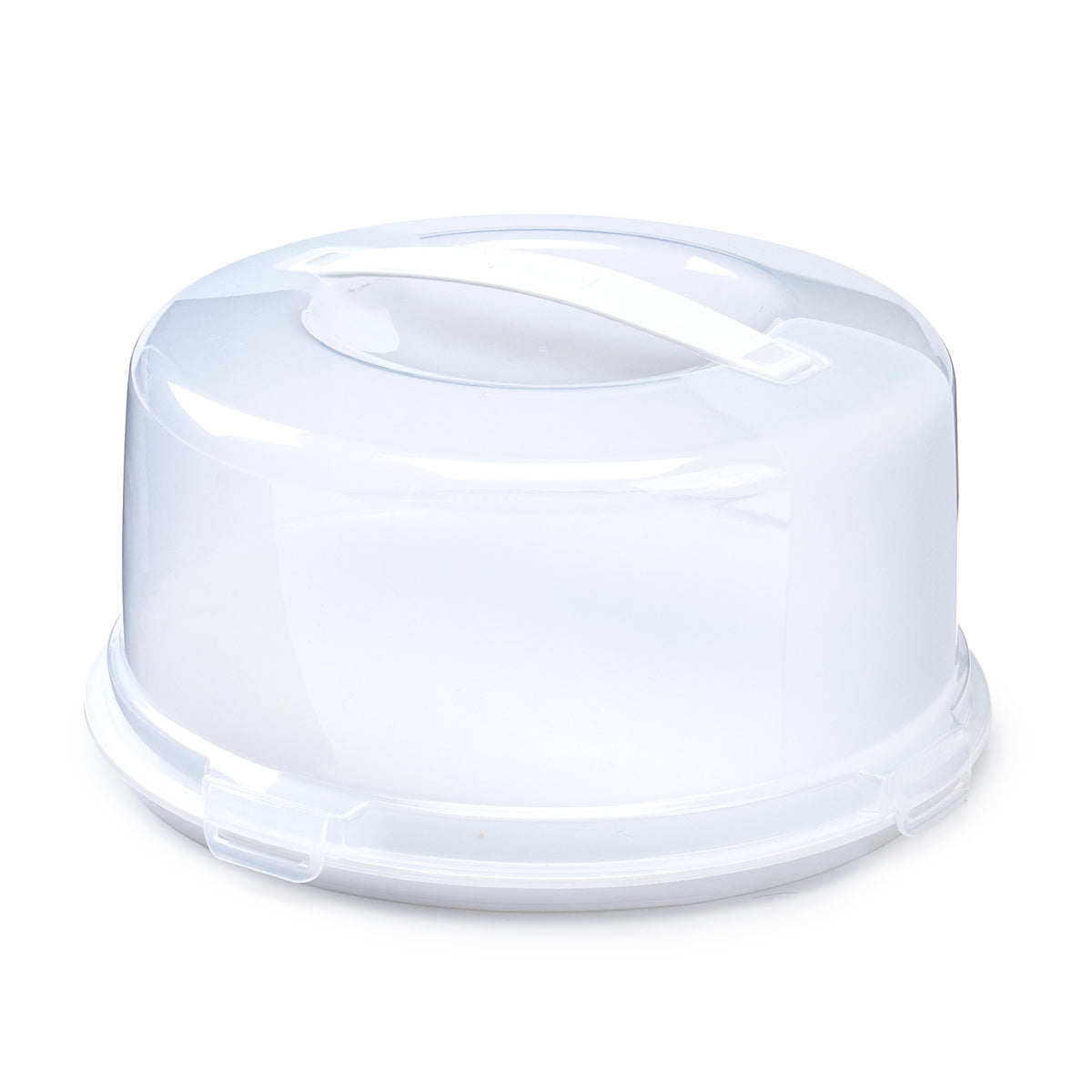 30cm White Round Plastic Clip-On Lid Cake Container