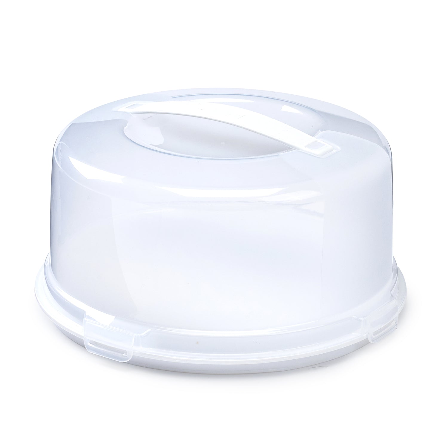 30cm White Round Plastic Clip-On Lid Cake Container